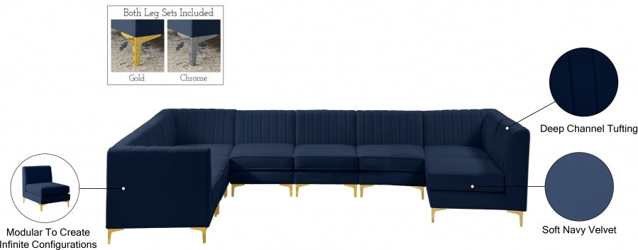 Alina Blue Velvet Modular Sectional from Meridian - Luna Furniture