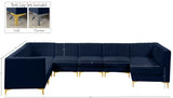 Alina Blue Velvet Modular Sectional from Meridian - Luna Furniture