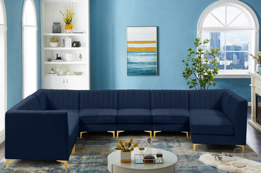 Alina Blue Velvet Modular Sectional from Meridian - Luna Furniture