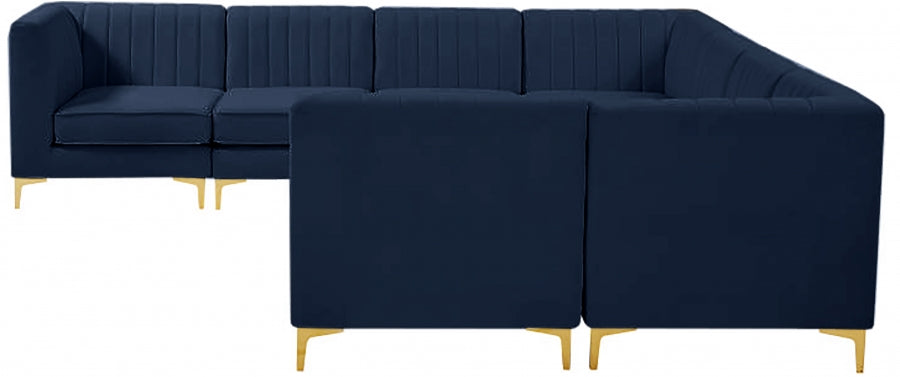 Alina Blue Velvet Modular Sectional from Meridian - Luna Furniture