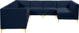 Alina Blue Velvet Modular Sectional from Meridian - Luna Furniture