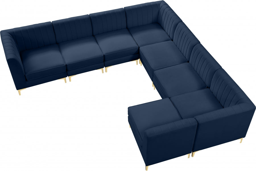 Alina Blue Velvet Modular Sectional from Meridian - Luna Furniture