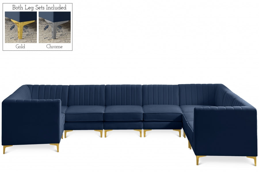 Alina Blue Velvet Modular Sectional from Meridian - Luna Furniture