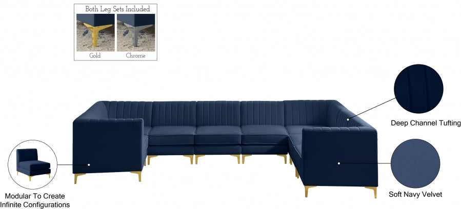 Alina Blue Velvet Modular Sectional from Meridian - Luna Furniture