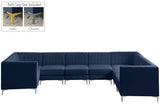 Alina Blue Velvet Modular Sectional from Meridian - Luna Furniture