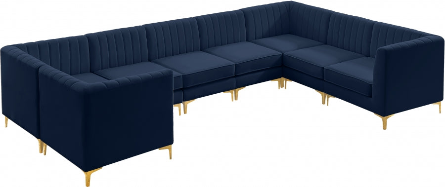 Alina Blue Velvet Modular Sectional from Meridian - Luna Furniture