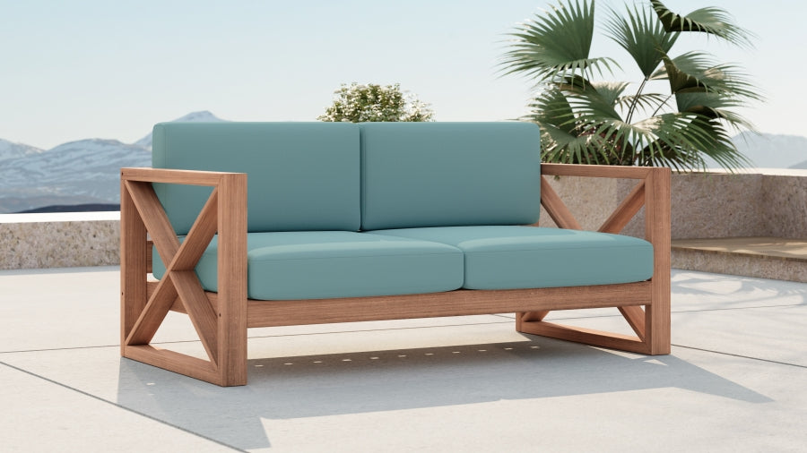 Anguilla Blue Waterproof Fabric Outdoor Loveseat from Meridian - Luna Furniture