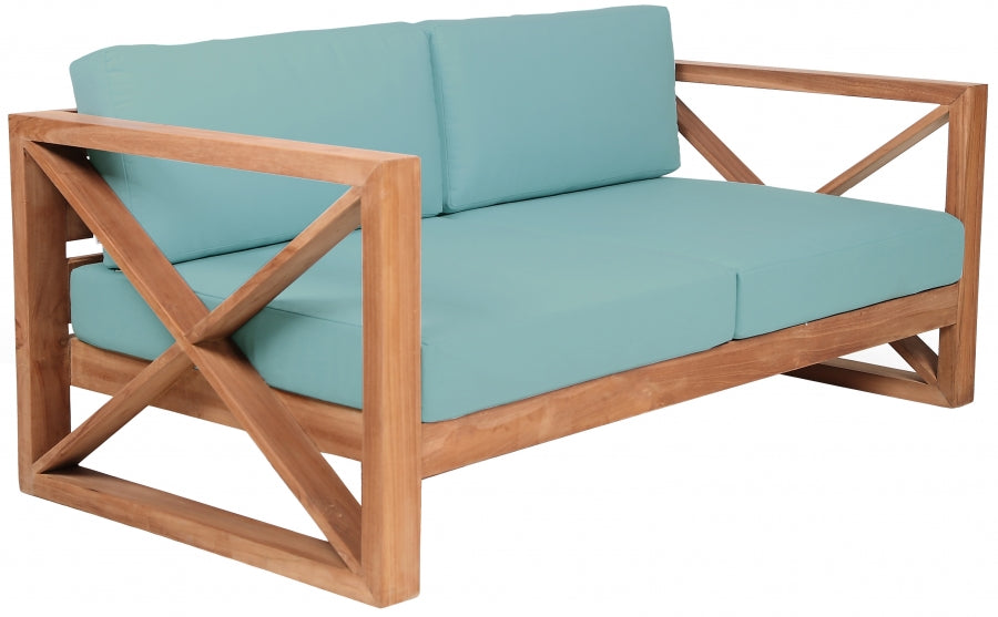 Anguilla Blue Waterproof Fabric Outdoor Loveseat from Meridian - Luna Furniture