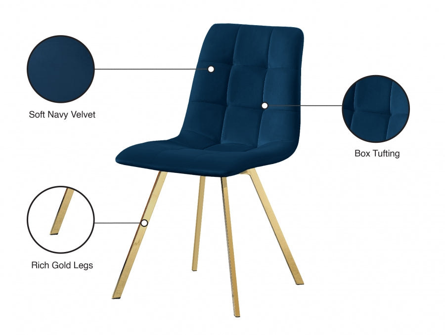 Annie Blue Velvet Dining Chair from Meridian - Luna Furniture