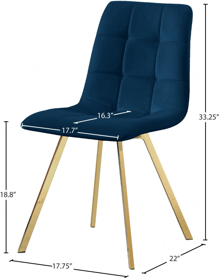 Annie Blue Velvet Dining Chair from Meridian - Luna Furniture