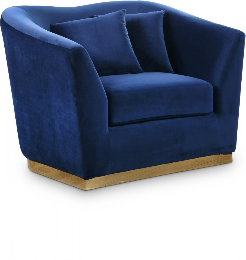 Arabella Blue Velvet Chair from Meridian - Luna Furniture