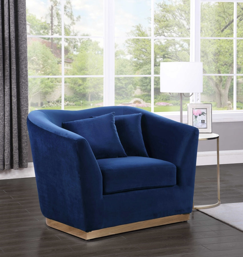 Arabella Blue Velvet Chair from Meridian - Luna Furniture