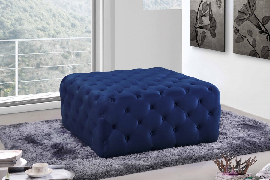 Ariel Blue Velvet Ottoman | Bench from Meridian - Luna Furniture