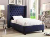 Ashton Blue Linen Textured Twin Bed from Meridian - Luna Furniture