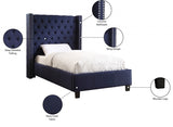 Ashton Blue Linen Textured Twin Bed from Meridian - Luna Furniture