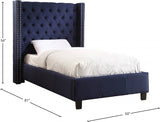 Ashton Blue Linen Textured Twin Bed from Meridian - Luna Furniture