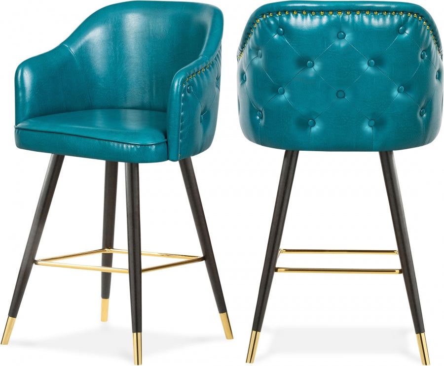 Barbosa Blue Faux Leather Bar | Counter Stool, Set of 2 from Meridian - Luna Furniture