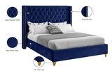 Barolo Blue Velvet Full Bed from Meridian - Luna Furniture