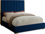 Becca Blue Velvet King Bed from Meridian - Luna Furniture