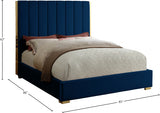 Becca Blue Velvet King Bed from Meridian - Luna Furniture