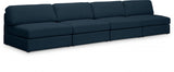 Beckham Blue Linen Textured Modular 152" Sofa from Meridian - Luna Furniture