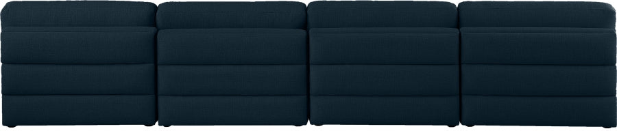 Beckham Blue Linen Textured Modular 152" Sofa from Meridian - Luna Furniture