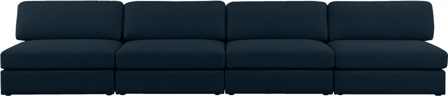 Beckham Blue Linen Textured Modular 152" Sofa from Meridian - Luna Furniture