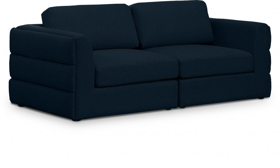 Beckham Blue Linen Textured Modular 76" Sofa from Meridian - Luna Furniture