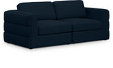 Beckham Blue Linen Textured Modular 76" Sofa from Meridian - Luna Furniture