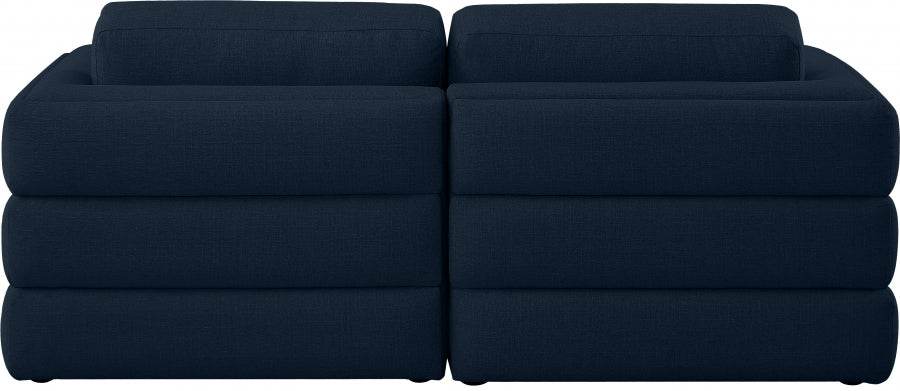 Beckham Blue Linen Textured Modular 76" Sofa from Meridian - Luna Furniture