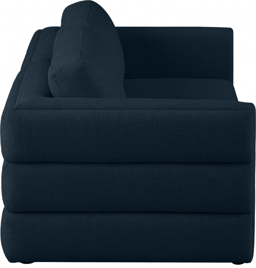 Beckham Blue Linen Textured Modular 76" Sofa from Meridian - Luna Furniture