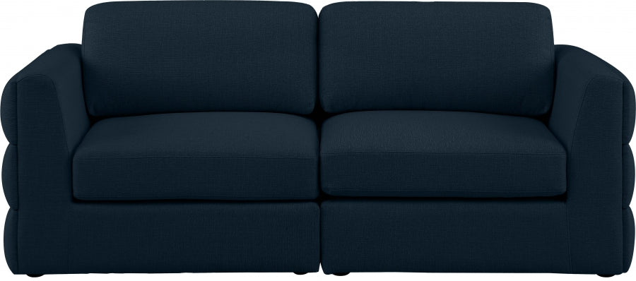 Beckham Blue Linen Textured Modular 76" Sofa from Meridian - Luna Furniture