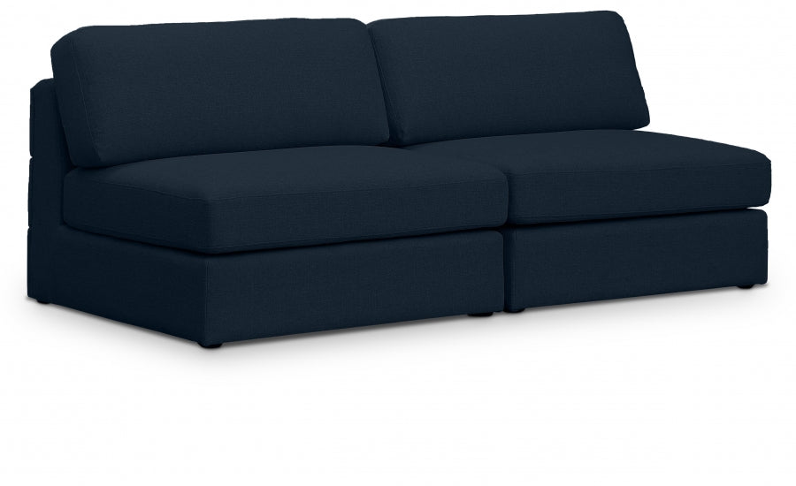 Beckham Blue Linen Textured Modular 76" Sofa from Meridian - Luna Furniture