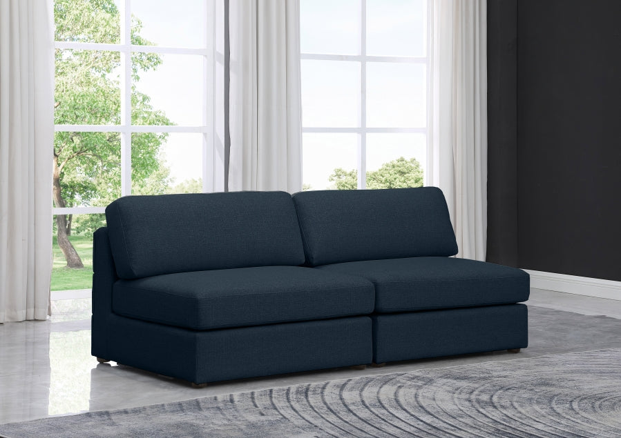 Beckham Blue Linen Textured Modular 76" Sofa from Meridian - Luna Furniture