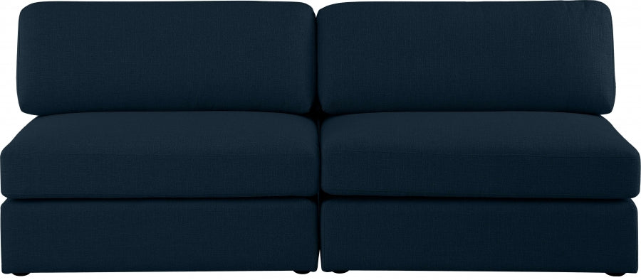 Beckham Blue Linen Textured Modular 76" Sofa from Meridian - Luna Furniture