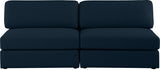 Beckham Blue Linen Textured Modular 76" Sofa from Meridian - Luna Furniture