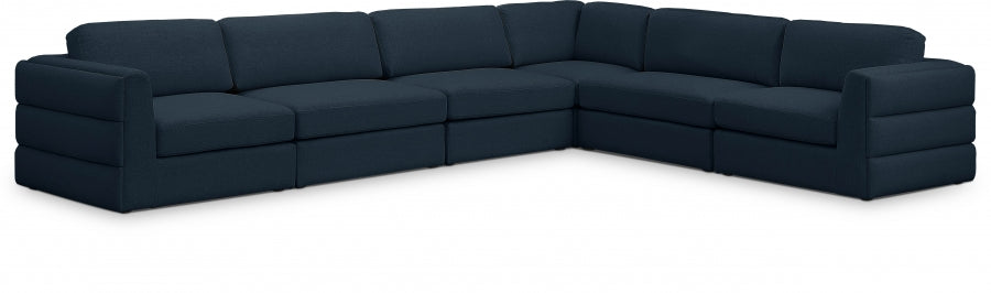 Beckham Blue Linen Textured Modular Sectional from Meridian - Luna Furniture