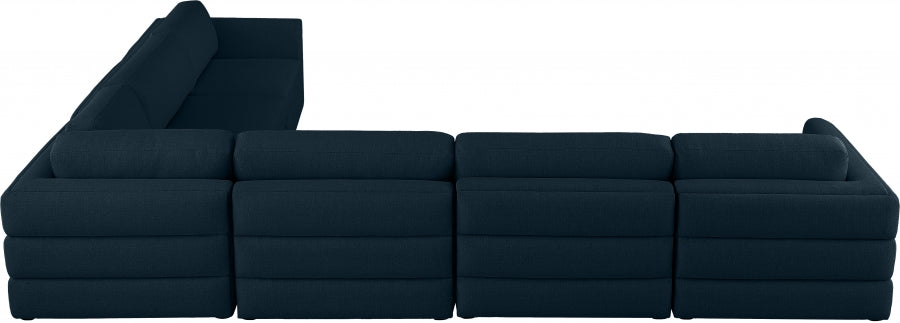 Beckham Blue Linen Textured Modular Sectional from Meridian - Luna Furniture