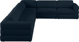 Beckham Blue Linen Textured Modular Sectional from Meridian - Luna Furniture