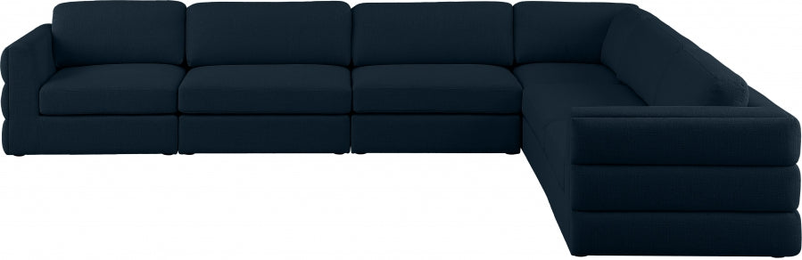 Beckham Blue Linen Textured Modular Sectional from Meridian - Luna Furniture