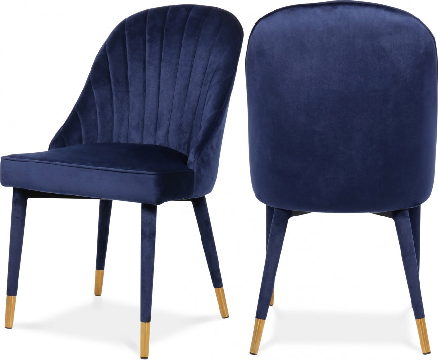 Belle Blue Velvet Dining Chair, Set of 2 from Meridian - Luna Furniture