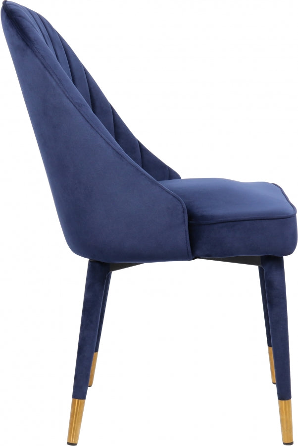 Belle Blue Velvet Dining Chair, Set of 2 from Meridian - Luna Furniture