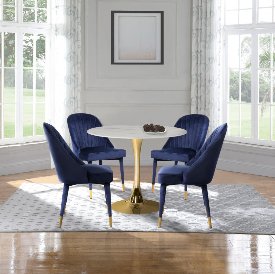 Belle Blue Velvet Dining Chair, Set of 2 from Meridian - Luna Furniture