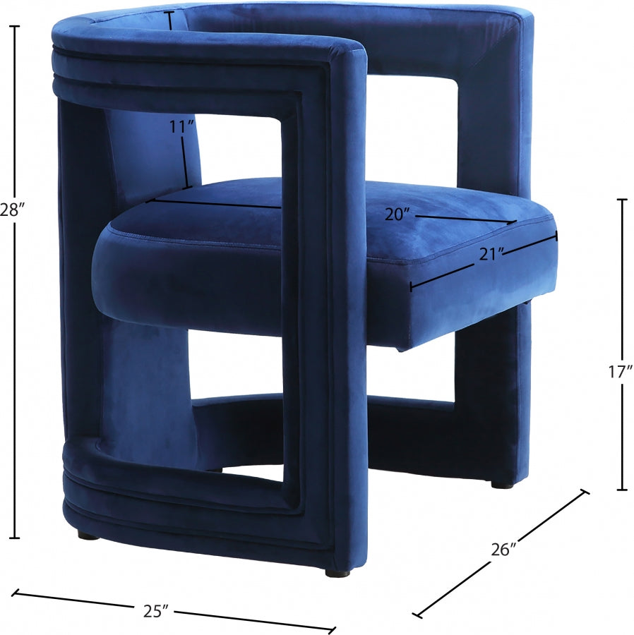 Blair Blue Velvet Dining/Accent Chair from Meridian - Luna Furniture