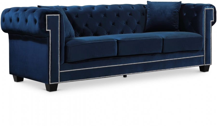 Bowery Blue Velvet Sofa from Meridian - Luna Furniture