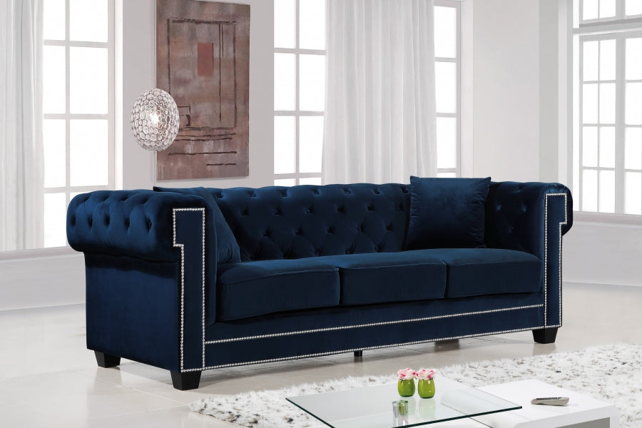 Bowery Blue Velvet Sofa from Meridian - Luna Furniture