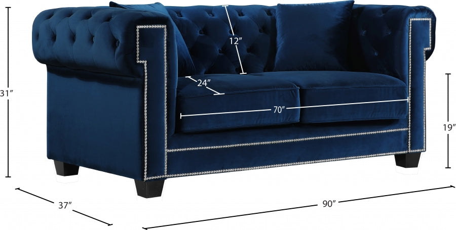 Bowery Blue Velvet Sofa from Meridian - Luna Furniture