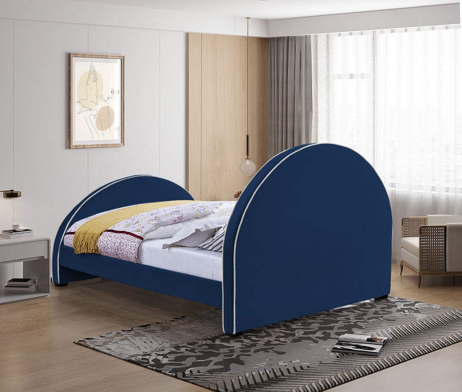 Brody Blue Velvet Full Bed from Meridian - Luna Furniture