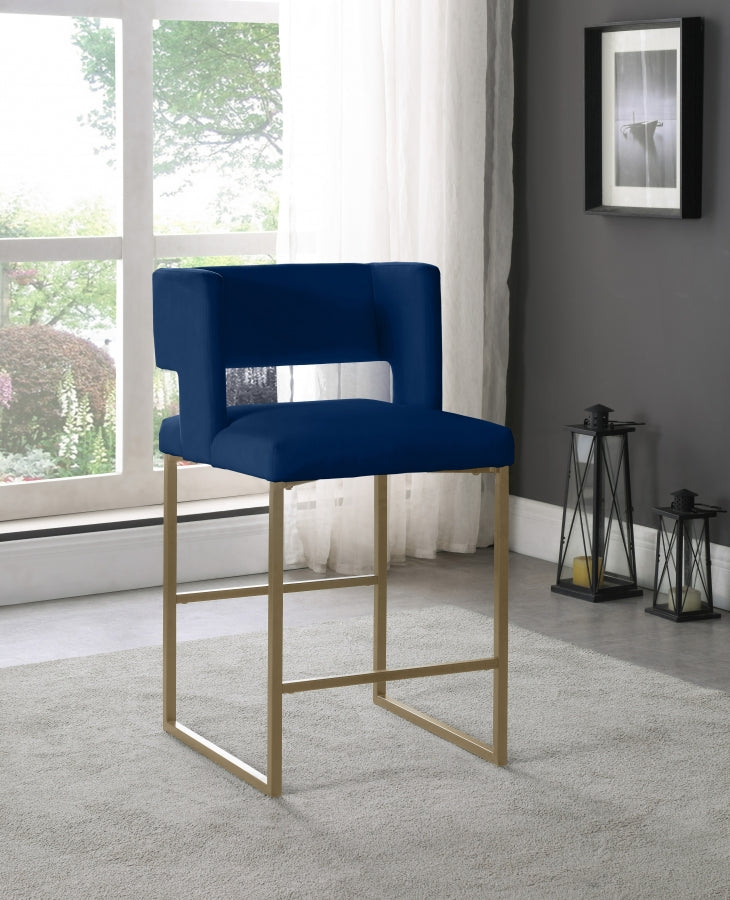 Caleb Blue Velvet Counter Stool, Set of 2 from Meridian - Luna Furniture