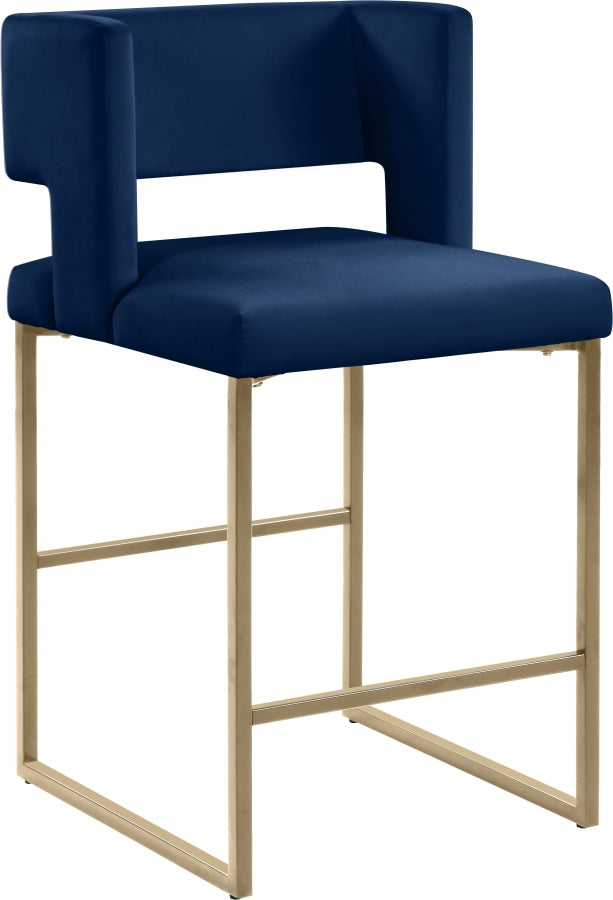 Caleb Blue Velvet Counter Stool, Set of 2 from Meridian - Luna Furniture